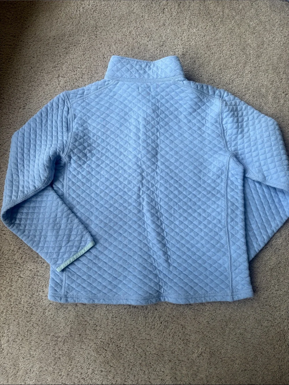 Crewcuts Light Blue Quilted Half-Zip with Mint Trim